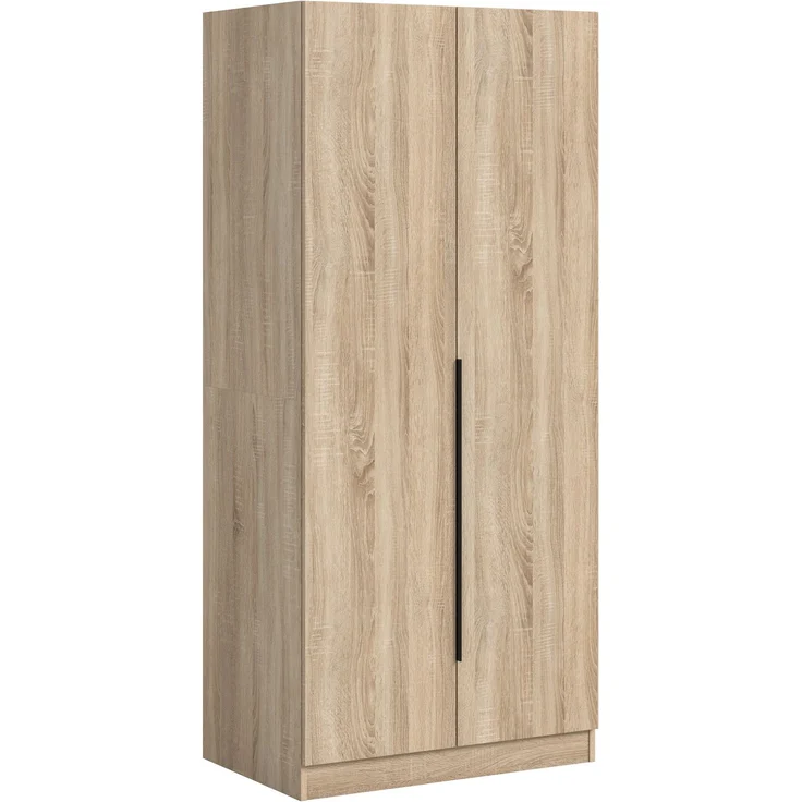 Kleiderschrank 2-türig (B/H/T: 80x180x52 cm) in Sonoma Eiche Nachbildung – Bild 1