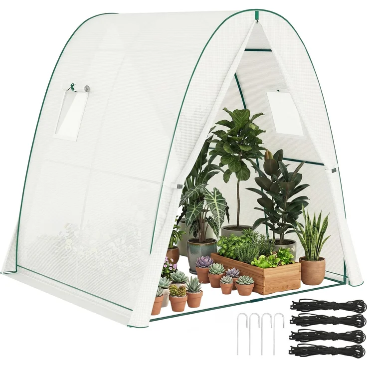 MELAYR, Gartengewächshaus 1,8 x 1,8 x 2 m mit Rolltoren und großen Fenstern, Gartentunnelgewächshaus, Weiß – Bild 1