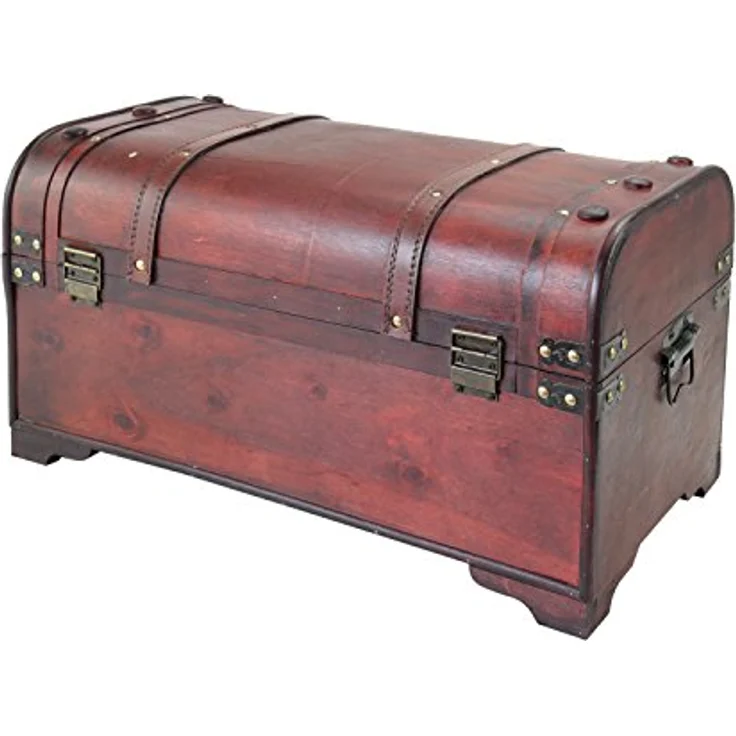 HMF Schatzkiste Vintage Holztruhe mit Metallschloss, dekorative Schatztruhe 54 x 28 x 30 cm, Mexiko – Bild 5
