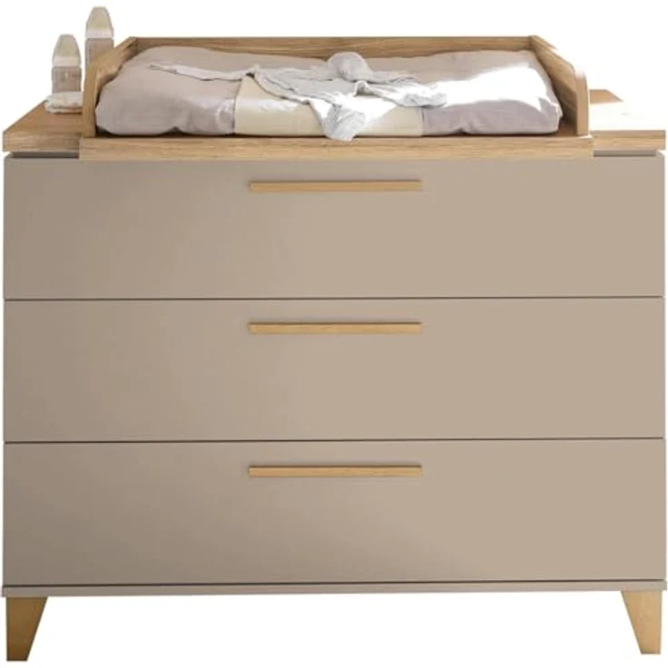 Stella Trading Hilda PEPPINI Kommode inkl. Wickelaufsatz mit 3 Schubkästen in Mauvella Oak – praktisches & modernes Babyzimmer-Möbel – 120 x 108,7 x 77 cm (B/H/T) – Bild 1