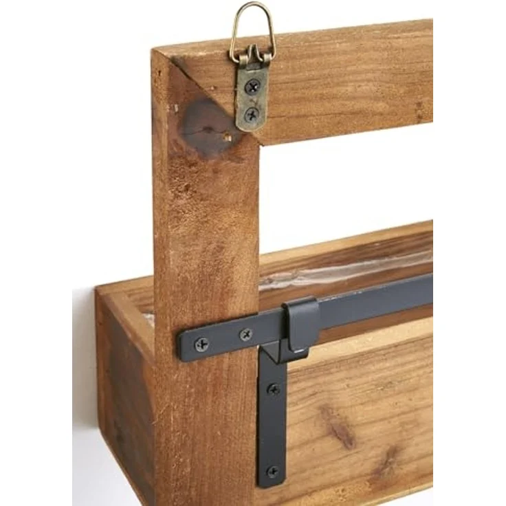 Kobolo Regal Wanddeko Übertopf aus Holz mit schwarzem Metall – Bild 4