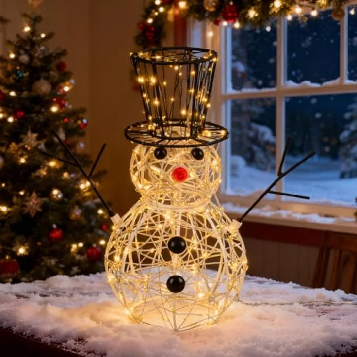LEDYA Schneemann Weihnachtsbeleuchtung, 400 LEDs Warmweiß, 31 cm LED Schneemann Lichterkette mit Timer, Netzbetrieben, Innen- & Außenbereich, Weihnachtsdeko Schneemann für Haus, Garten, Hof, Party – Bild 2