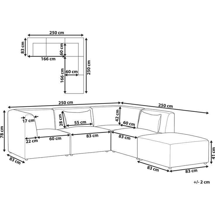 Modul Ecksofa 4-Sitzer LEMVIG Cord Dunkelrot rechtsseitig – Bild 2