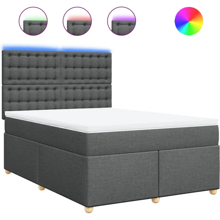 vidaXL Boxspringbett mit Matratze Dunkelgrau 160x200 cm Stoff 3293646 – Bild 2