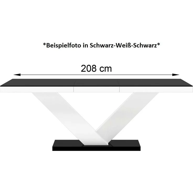 designimpex Esstisch Design HE-999 Grau Anthrazit MATT / Weiß HOCHGLANZ ausziehbar 160-256 – Bild 3