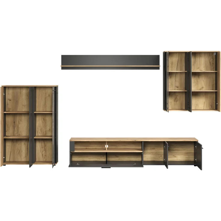 Wohnwand Esteban in grau und Eiche Evoke 340 cm – Bild 3
