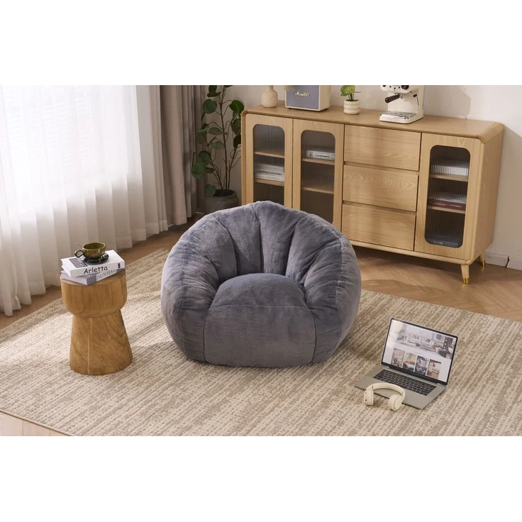 Sitzsack in Grau 98cm×98cm×60cm aus Polyester – gepolstert, formstabil und ohne Montage – Bild 4