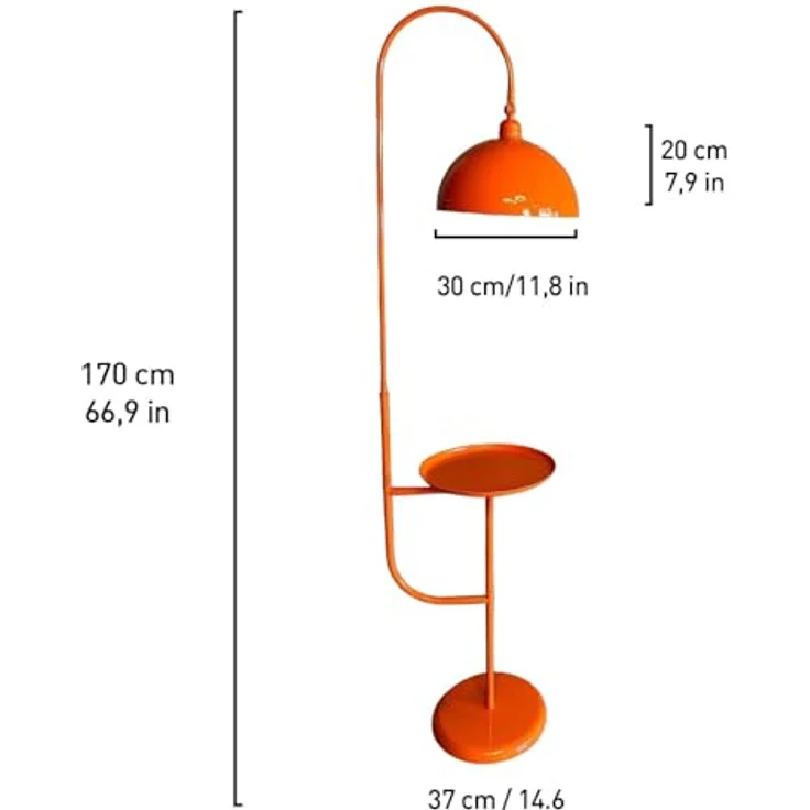 Bamyum Stehlampe Moderne Stehlampe aus Metall mit E27, verstellbarer Lampenschirm, ohne Leuchtmittel, E27, verstellbarer Lampenschirm, Stehluchte mit Ablage – Bild 7