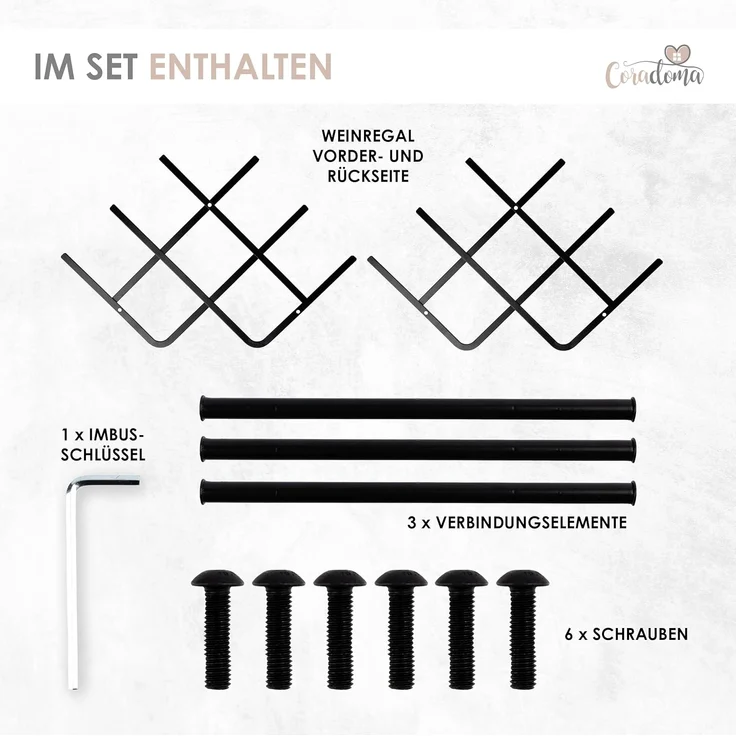 Coradoma Weinregal Weinregal Schwarz Metall für 8 Flaschen Wein und Getränke – Bild 3