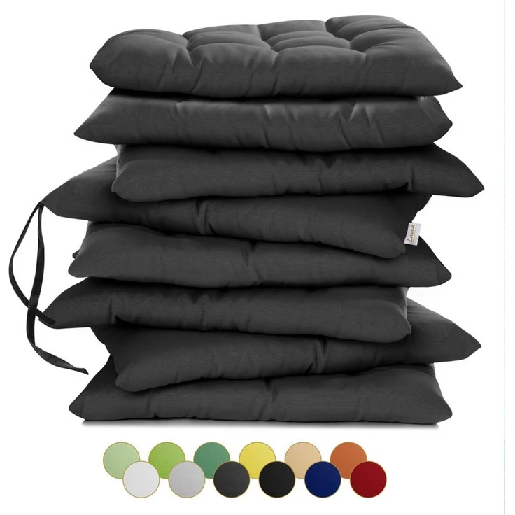 Lavea Stuhlkissen Lavea® Sitzkissen & Stuhlkissen 40x40 cm – 4er/8er Set, 40x40x3 cm, mit Stoffbändern, Indoor & Outdoor, für Garten & Balkon – Bild 1
