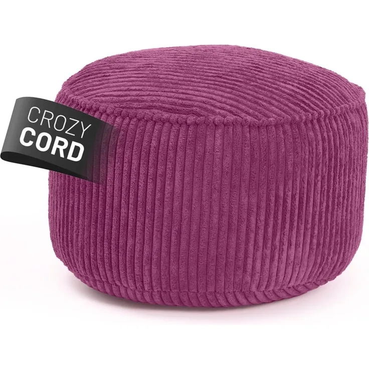 Lumaland Pouf Sitzsack-Hocker Pouf rund Cord 50l weinrot, supersofte Füllung EPS-Perlen