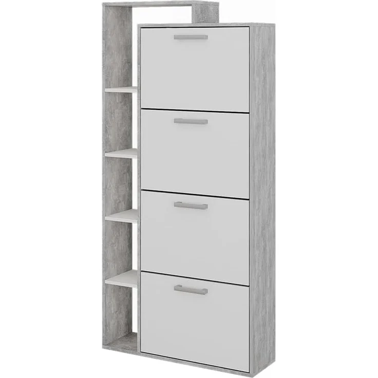 Schuhkipper Orlando Weiß/Beton 80 x 166.1 cm mit 4 Fächern Vicco – Bild 1