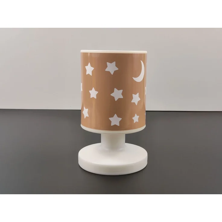 LED Akku Tischleuchte Pfirsichfarben Mond & Sterne per USB aufladbar, Höhe 20cm – Bild 3