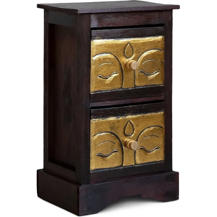 livasia Nachtschrank Buddha Nachttisch aus Bali 55cm Höhe, handgefertigt aus Akazienholz