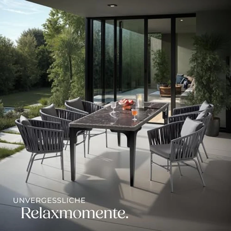 tectake® Gartenstühle Set, Geflecht-Stuhl, Gartenstuhl Rope, Stühle Outdoor, Balkon Sessel, Terrassenmöbel mit Sitzpolster und Kissen für Garten, als Terrassenstuhl, Gartensessel - 2er Set – Bild 3
