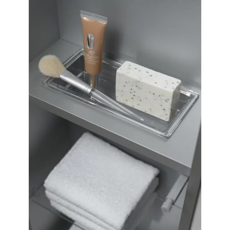 Emco ASIS 300 Badezimmerschrank Einbauschrank, Aluminium und Glas, Weiß Chrom, 96,4 cm, wechselbarer Türanschlag, großzügiger Stauraum – Bild 4