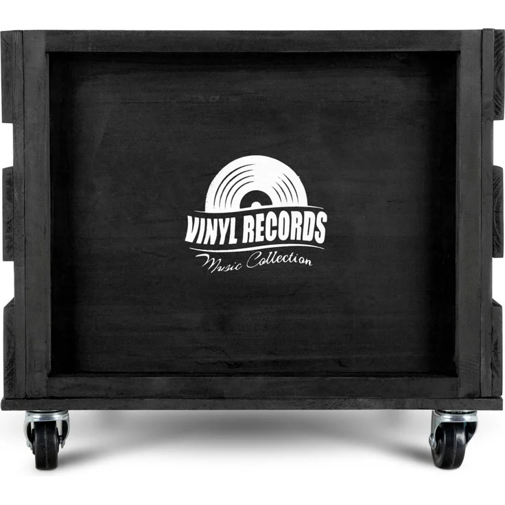 Stagecaptain Holzkiste Emil Schallplattenkiste Holz Schwarz für bis zu 100 LPs (1 St), für bis zu 100 LPs - aus Vollholz im Retro-Design – Bild 4