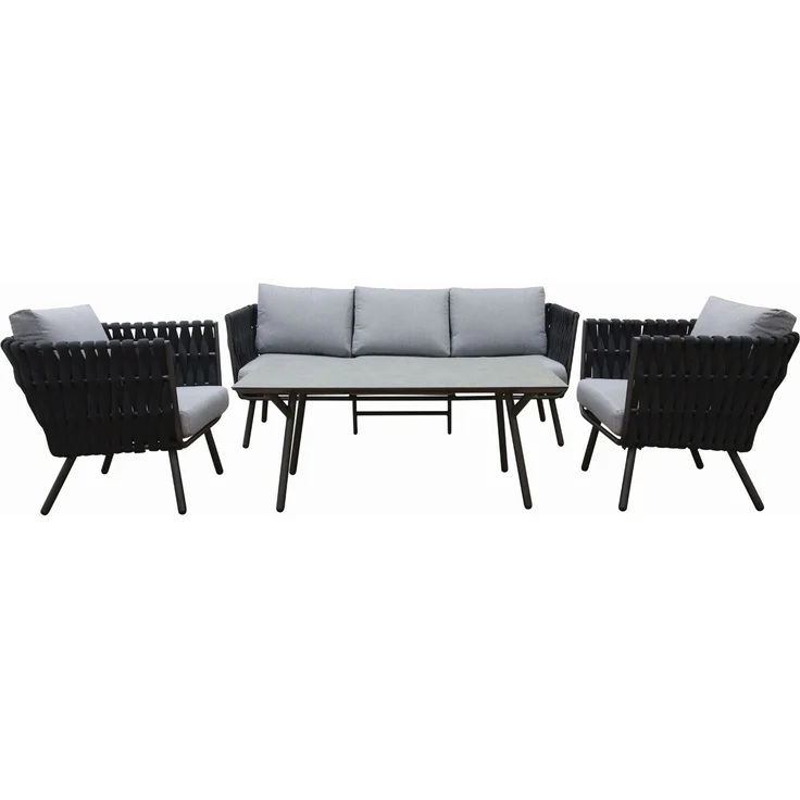 Gardissimo Rope Alu Garten Lounge / Sitzgruppe "Serena", schwarz – Bild 1