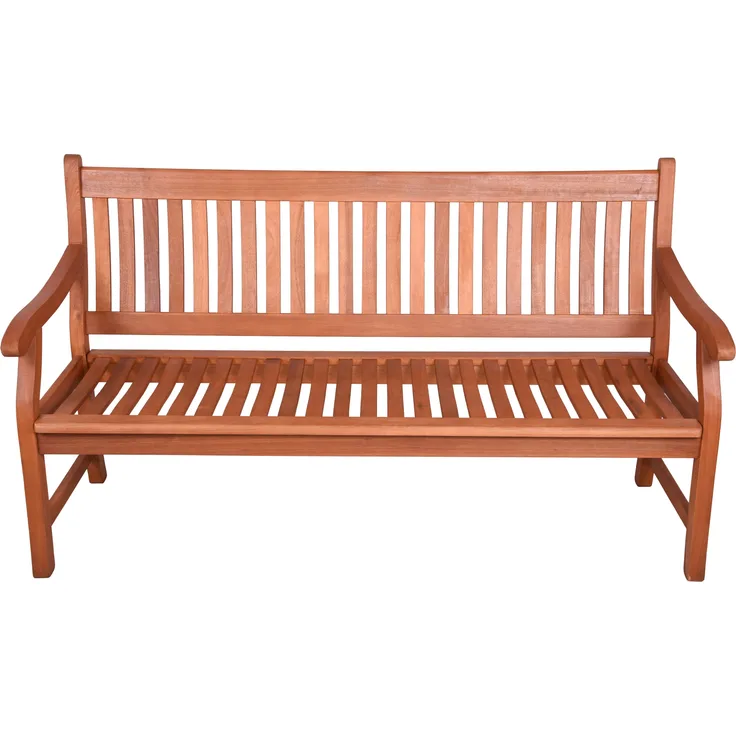 Gartenbank MALMO 3-Sitzer - 158cm Breit, Eukalyptus, Natur | Terrassenbank Wetterfest Sitzbank Outdoor Bank