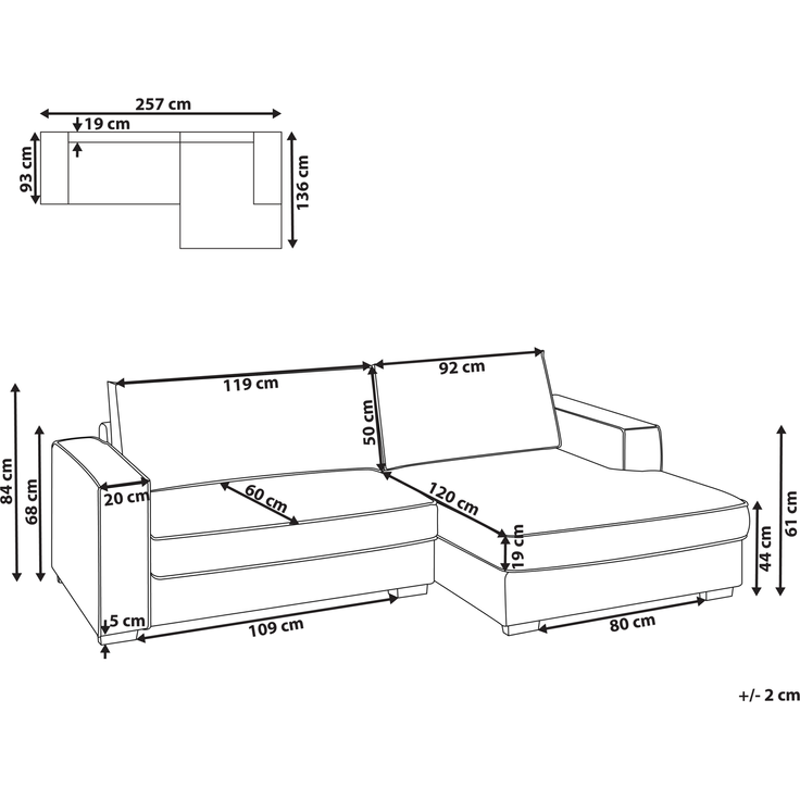 Ecksofa RENDERS Bouclé Cremeweiß linksseitig – Bild 2