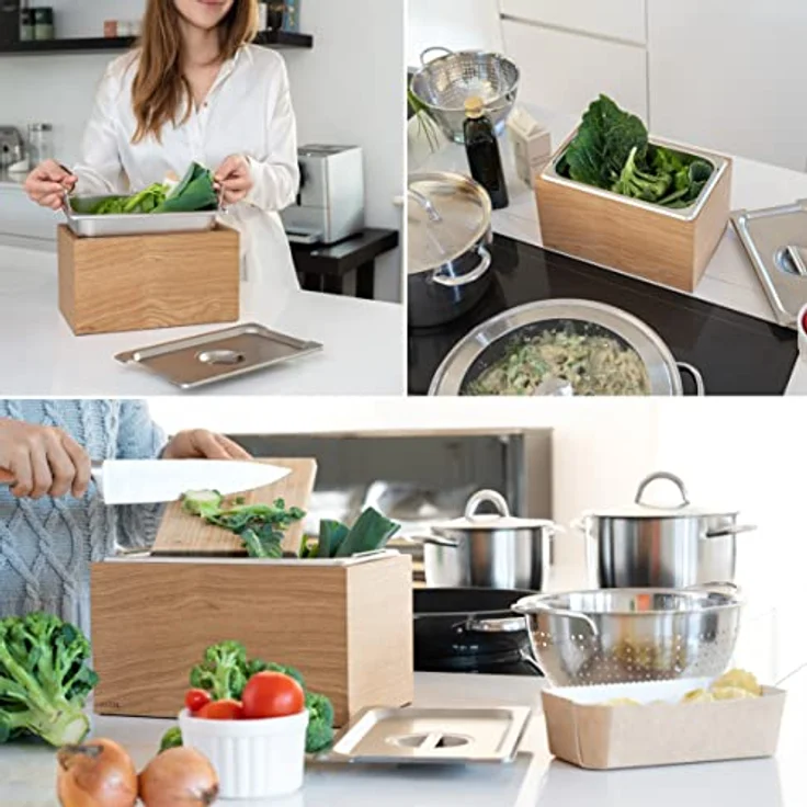 KAZAI. Biomülleimer Echtholz-Veneer, Design Bio-Mülleimer Spülmaschinenfest und aus Echtholz-Veneer – Bild 6