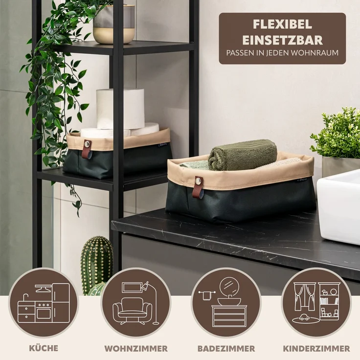 eluno Brotkörbe Novara 2er Set eckig, Tetron, Anthrazit, ca. 25 x 15,5 x 25 cm (B/H/T) – Bild 5