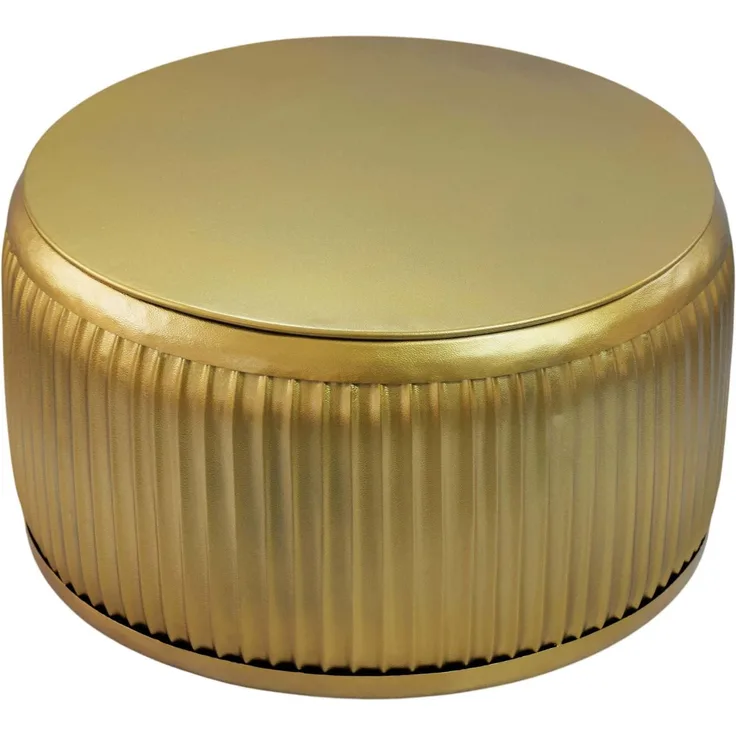 Couchtisch Metall Rund 60cm Gold mit abnehmbarer Tischplatte - Design Wohnzimmertisch mit Stauraum - Extravaganter Loungetisch Metall - Moderner Sofatisch - Beistelltisch Handmade
