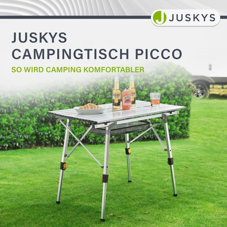 Juskys 'Picco' Campingtisch, klappbar, höhenverstellbar - Aluminium silber, 90x52 cm – Bild 8