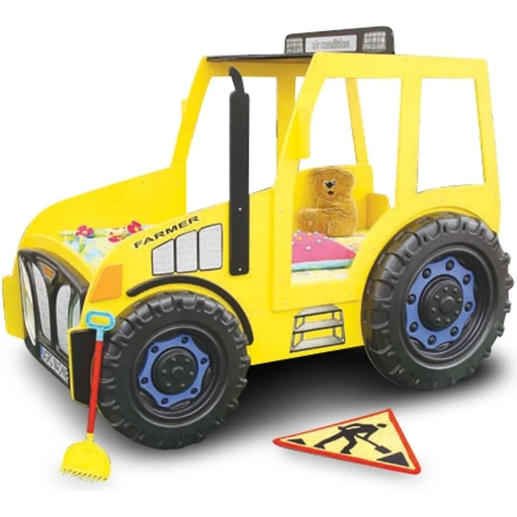 Kinder Traktorbett mit Matratze und Rost in Gelb – Bild 3