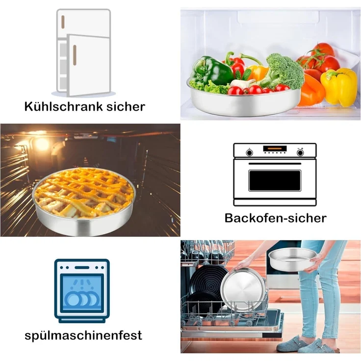 Homikit Edelstahl Rund Backform 2er-Set 16cm Hochglanzpoliert Spülmaschinenfest – Bild 4