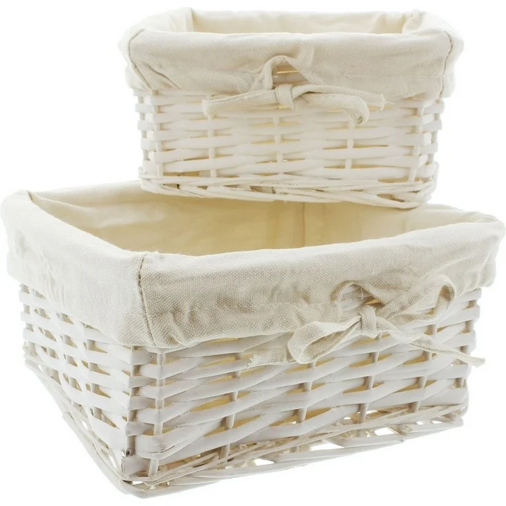 2er Set Füllkörbchen eckig Schale Korb Brötchen Obstkorb Weidekorb Aufbewahrung – Bild 1