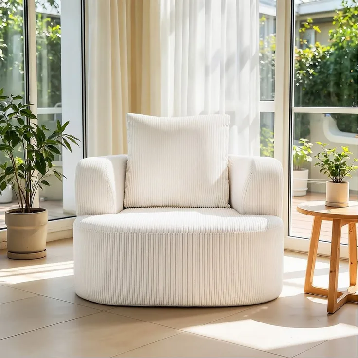 oyajia Relaxsessel Sofa aus Cord mit Armlehnen, vakuumiert, Weich und Formstabil, Für Schlafzimmer, Büro und Wohnzimmer