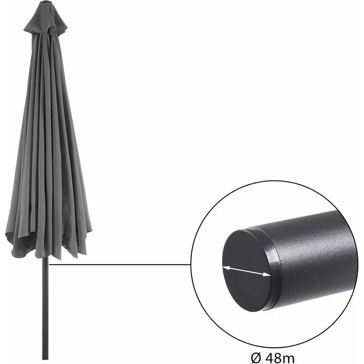 Kingsleeve® Sonnenschirm ohne Gestell, UV Schutz 80+, Alugestell / Polyester dunkelgrau, Ø 330cm – Bild 6