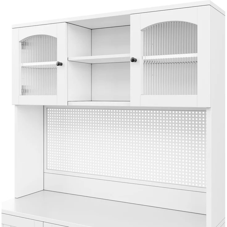 ZUBALIYA Vitrinenschrank mit Tür / Küchenschrank, mit verstellbaren Einlegeböden und lochblech, Weiß, 103.5 x 40 x 180 cm, fürs Kinderzimmer, mit Schubladen, mit Stauraum – Bild 20