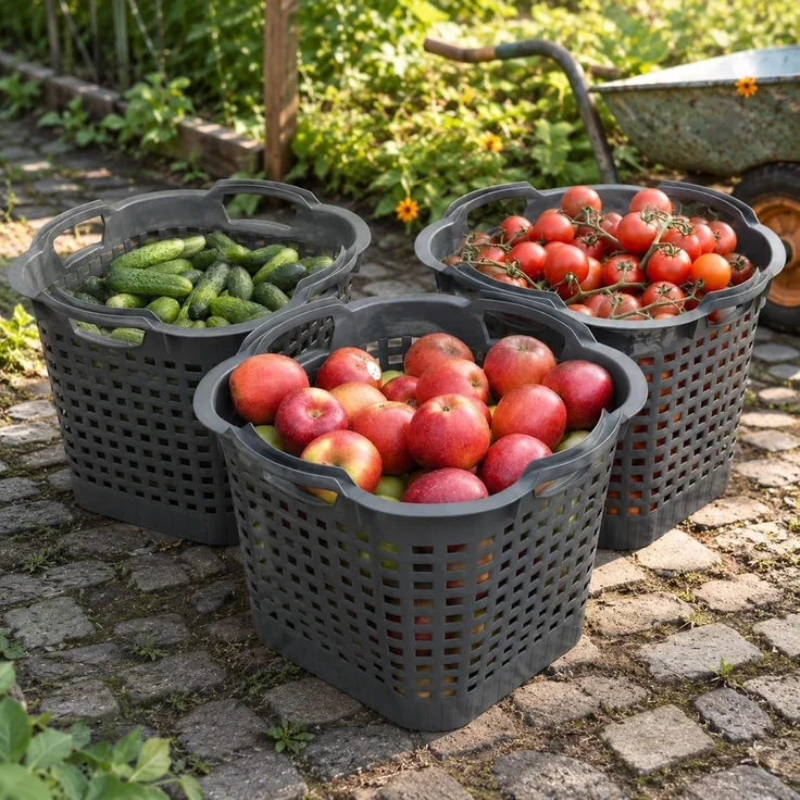 Erntekörbe Gartenkorb 25L Lebensmittelecht Obstkorb 40x30cm ineinander & übereinander stapelbar | Made in Germany als Obstkorb, Laubkorb und vielseitiger Erntekorb – Bild 2