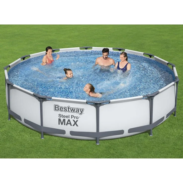 Bestway Steel Pro MAX Frame Pool-Set mit Filterpumpe Ø 366 x 76 cm, lichtgrau, rund – Bild 1