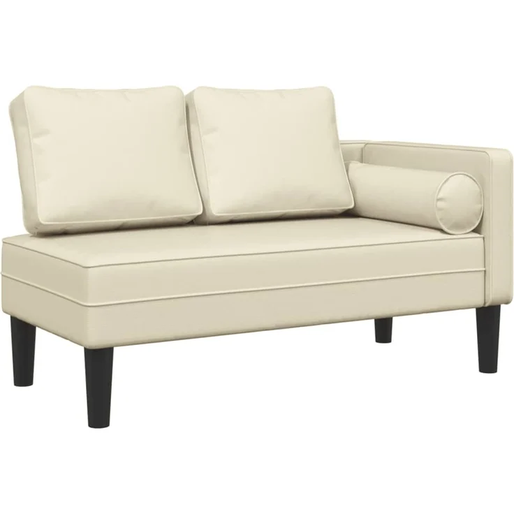 vidaXL Chaiselongue mit Kissen Creme Kunstleder, 116,5 x 62 x 57,5 cm – Bild 2