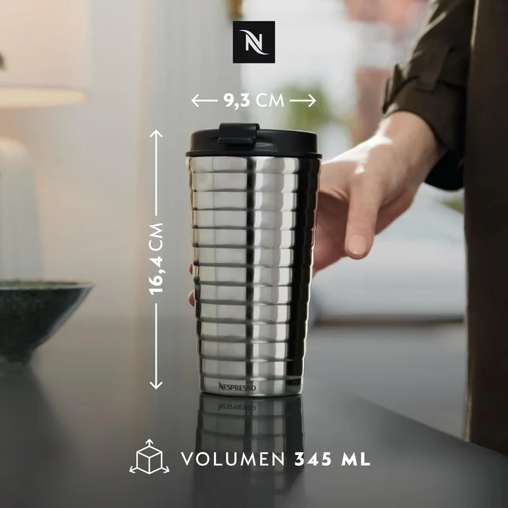 NESPRESSO Thermobecher TOUCH Travel Mug 345ml, Edelstahl Auslaufsicher – Bild 4