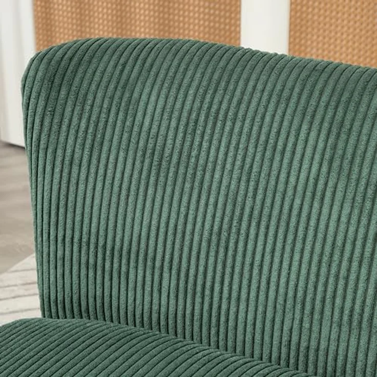 HOMCOM 2-Sitzer Sofa, Couch mit Kordoptik, Holzbeine, Doppelsofa 1 Teile, für Wohnzimmer, Schlafzimmer, 117 x 56,5 x 77 cm, Grün – Bild 9