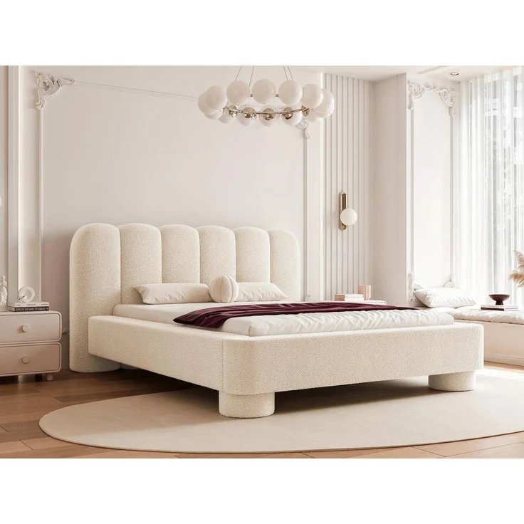 Compleo Polsterbett Polsterbett Boucle Stoff, Designerbett, Bubble bett, MADE IN EU (Japandi design), TOPSELLER, Wolkenbett modern – Bild 1