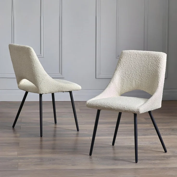 Julian Bowen 2er-Set Esszimmerstühle Iris Boucle, Elfenbein, 84 x 61 x 52