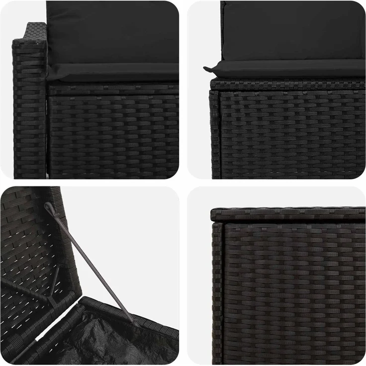 vidaXL Sofa Set 5 stk. Schwarz Polyrattan und Stahl 3447811 – Bild 7