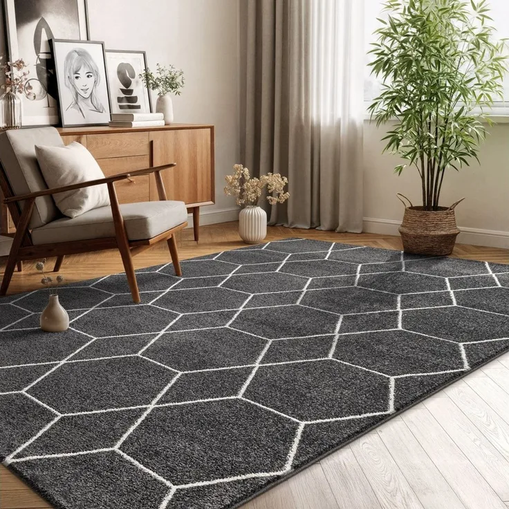 Sanat Teppich Trellis, rechteckig, Höhe: 10 mm, Kurzflor, skandi, boho, auch als Läufer und in rund