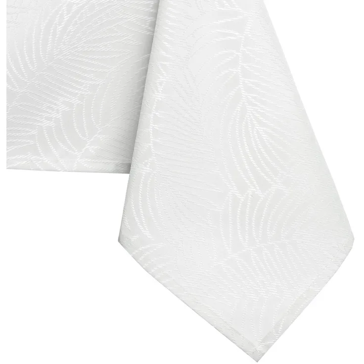 AmeliaHome Tischdecke 130x180 cm Tischtuch Tafeldecke Fleckschutz Gaia | Lotuseffekt Abwaschbar Wasserabweisend Ornament weiß