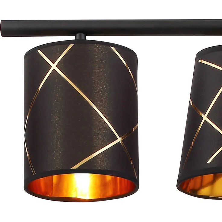 Pendellampe, Metall, Textil, schwarz, goldfarben – Bild 8