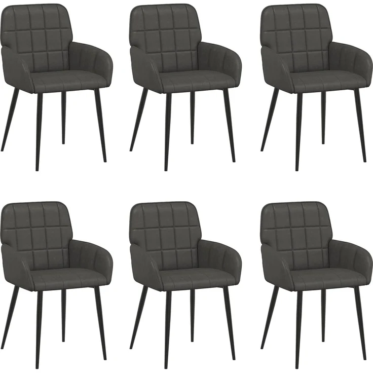 vidaXL Esszimmerstühle 6 pcs Kunstleder Schwarz 57 x 50 x 85 cm 3428189 – Bild 2