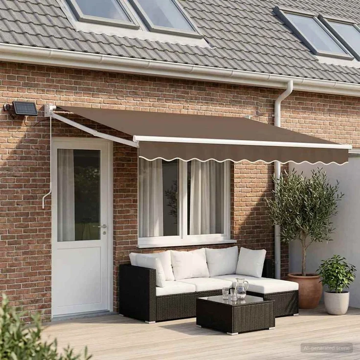 vidaXL Manuelle Gelenkarmmarkise mit LEDs Taupe, 2 x 4 m – Bild 1