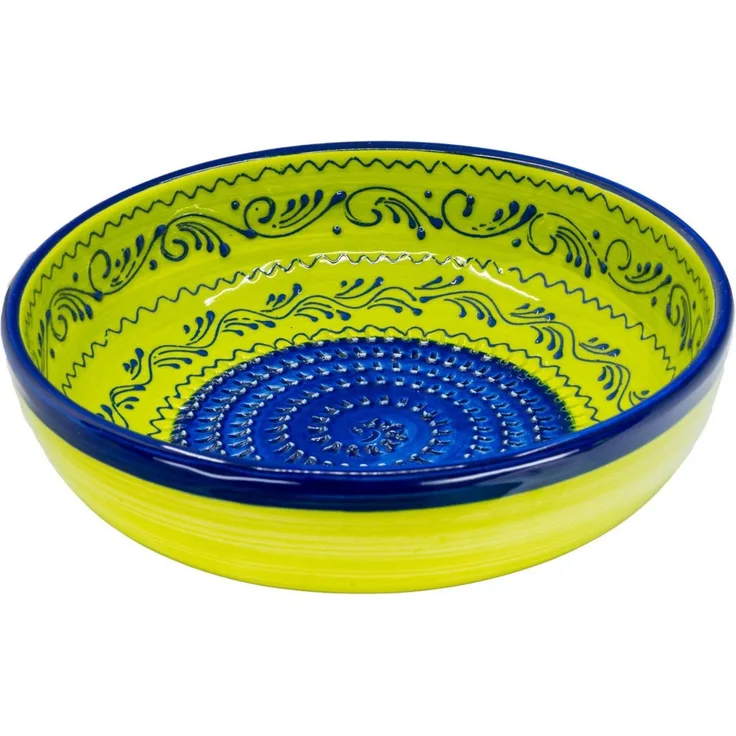 Kaladia Multireibe Große Reibeschüssel in Grün & Blau, Keramik, handbemalte Küchenreibe - Made in Spain
