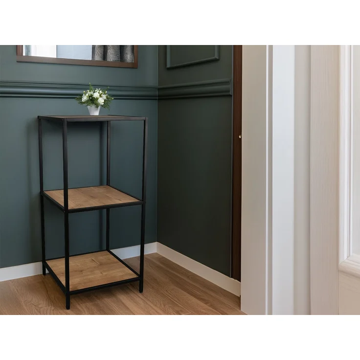 Beistelltisch AVELIN Metallgestell Schwarz, Tischplatten Holzoptik, Höhe 85cm – Bild 6
