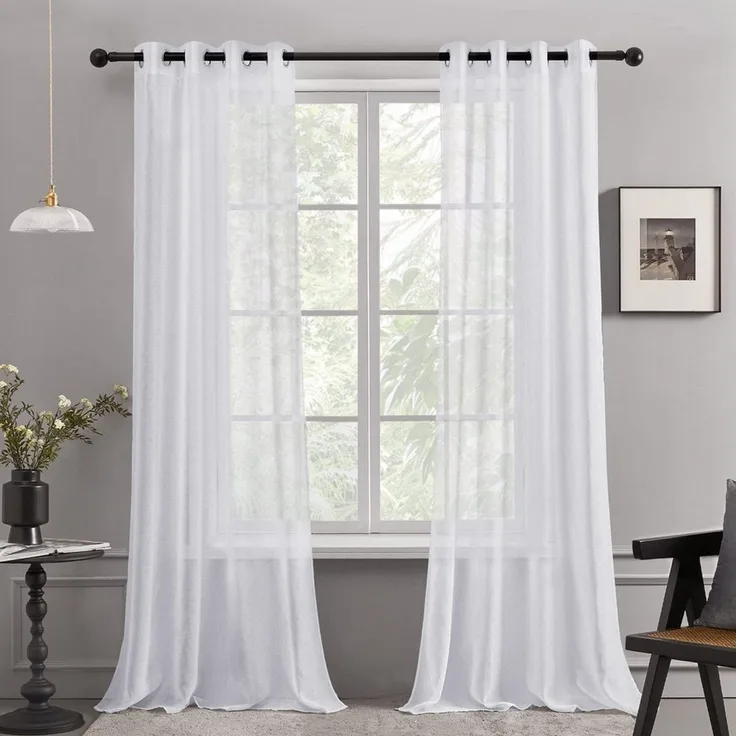Deconovo Vorhang Transparent Gardinen Wohnzimmer Voile Vorhang Ösenvorhang 2er Set, Lichtfilterung